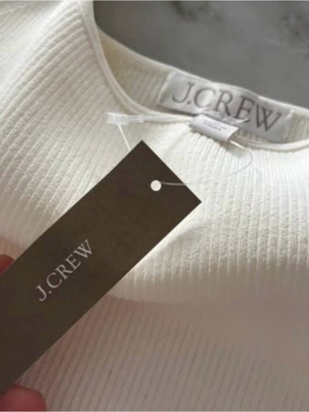 🌸J Crew NWT Ribbed Off- White Bodycon Tank Dress - Picture 4 of 4